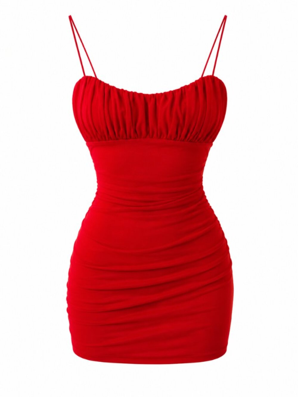 🎀 2/50 Princess Polly Red Ruched Strappy Mini Dress Size US 4